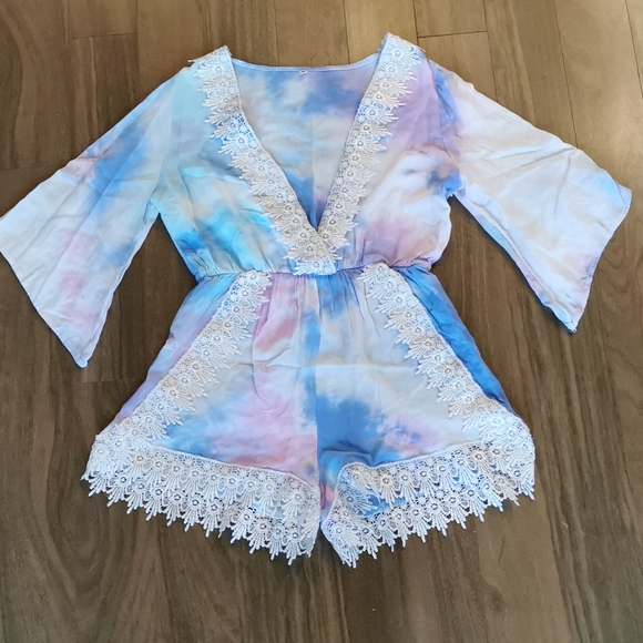 Pink and Blue Tie-dye Romper - Picture 1 of 1